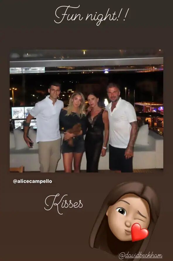 Álvaro Morata, Alice Campello, Victoria Beckham y David Beckham