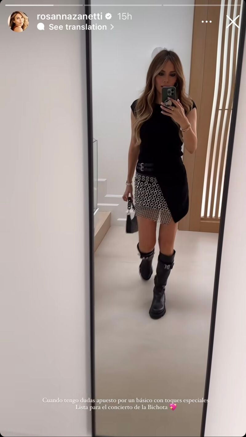 Rosanna Zanetti con su look para el concierto de Karol G 