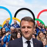 French President Macron visits Paris 2024 Olympic village