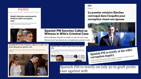 Reacciones de la prensa internacional ante la citación de Pedro Sánchez en el caso de Begoña Gómez