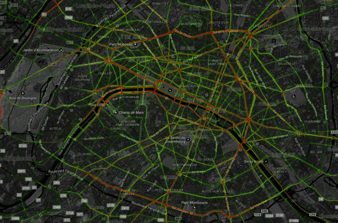 Mapa realizado por Strava Metro de las rutas de París