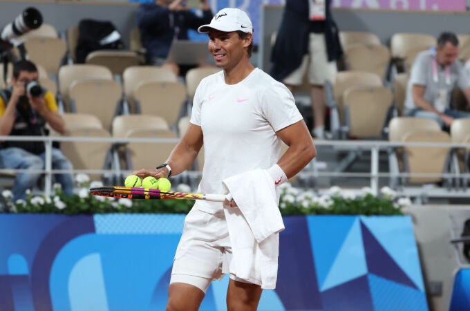 Entrenamiento de Rafa Nadal y Alcaraz vs Marcel Granollers y Pablo Carreño