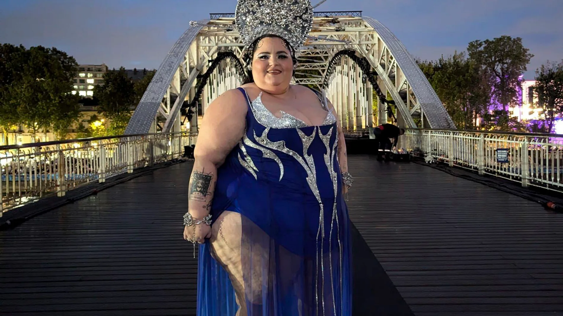 DJ Barbara Butch poses for a photo before the opening ceremony of the 2024 Summer Olympics in Paris, France, Friday, July 26, 2024. (Berthon Flavien via AP)