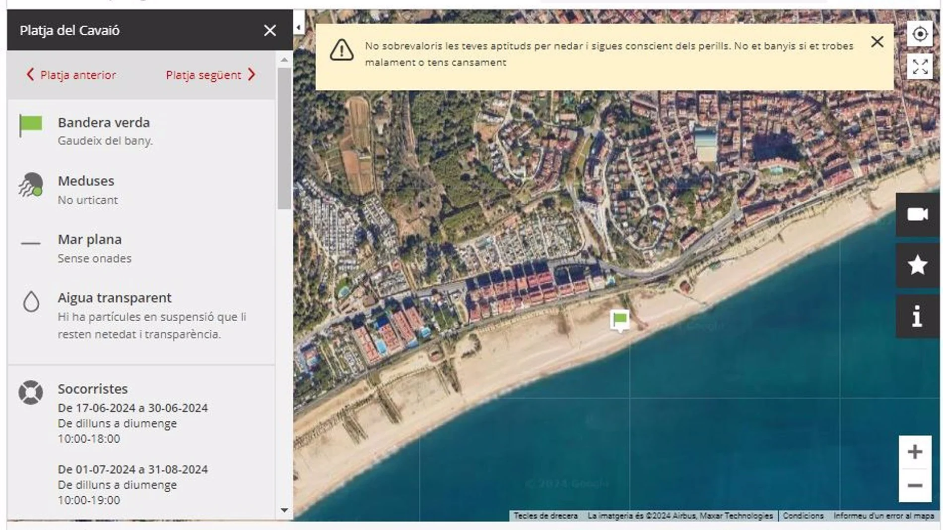 Fallece ahogado un hombre de 85 años en la playa del Cavaió de Canet de Mar (Barcelona)