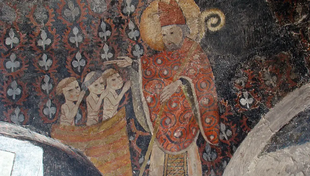 Una de las pinturas que puede verse en el interior de la iglesia de Santa Marina de Sacramenia