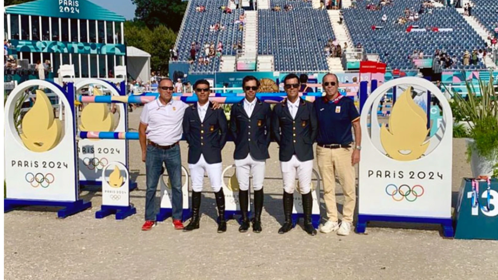 El equipo español de Salto: Alberto Honrubia, Ismael García Roque, Eduardo Álvarez Aznar, Sergio Álvarez Moya y Carolo López Quesada