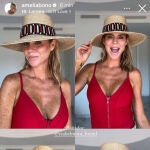 Amelia Bono con bañador rojo.