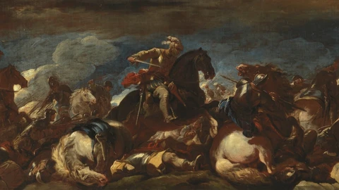 Cuadro "La Batalla de San Quintín", de Luca Giordano, en el museo del Prado de Madrid