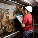 Trabajos de restauración de las pinturas murales del Oratorio de la Casa de la Villa