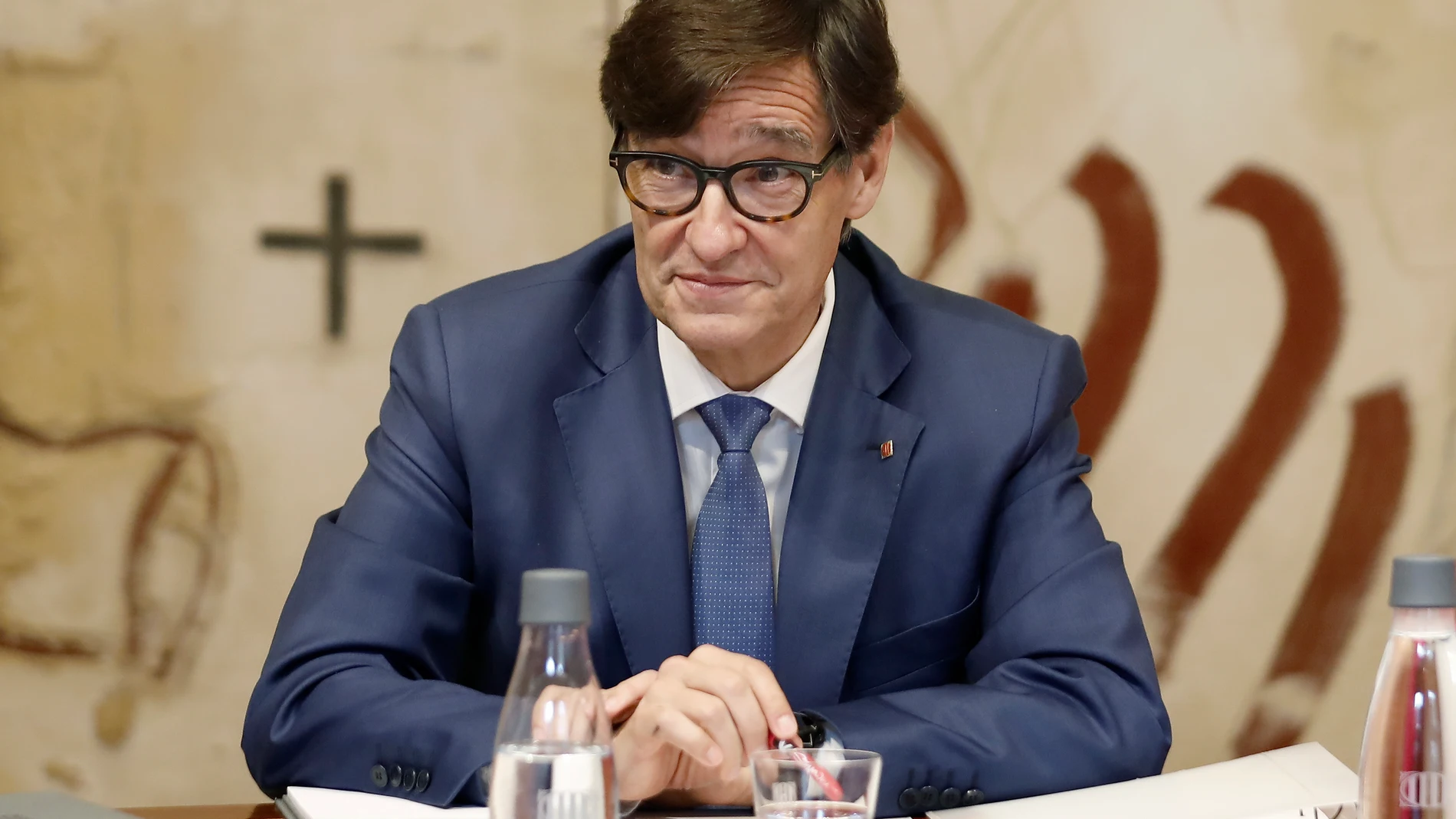 BARCELONA 13/08/2024.- El presidente de la Generalitat, Salvador Illa, en la primera reunión de su nuevo Govern, cinco días después de su investidura, este martes en Barcelona. EFE/ Andreu Dalmau