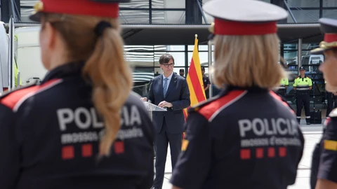 El presidente de la Generalitat, Salvador Illa, en su visita al Complex Central de los Mossos d'Esquadra en Egara, Sabadell (Barcelona) a 14 de agosto de 2024
