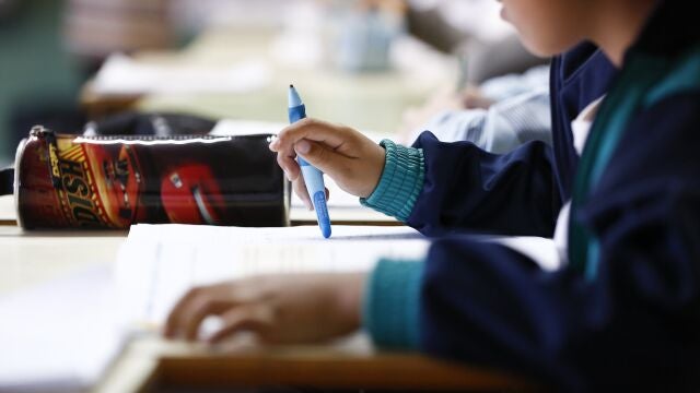 Niño dando clase en un colegio