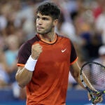 Carlos Alcaraz, durante el partido ante Monfils