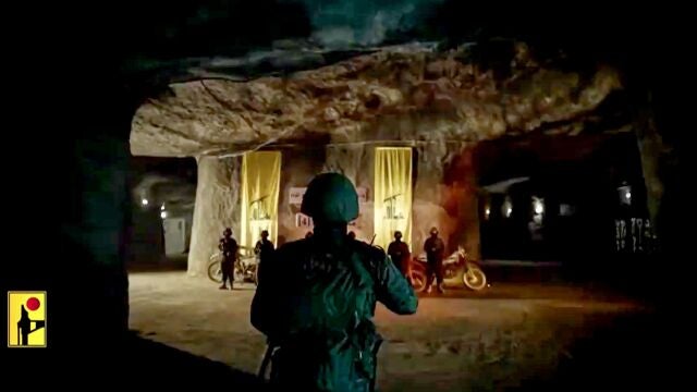 An image from the "Imad 4" video, issued by pro-Iranian Hezbollah military media, shows an underground facility in Lebanon that appears to be used to store and launch precision missiles. 