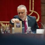 El ministro de Política Territorial y Memoria Democrática, Ángel Víctor Torres, en la presentación de un libro sobre la masonería