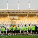 El Betis, en el entrenamiento en Kosice, donde se enfrentará al Krivoi Rog