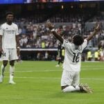 Endrick celebra su primer gol con el Real Madrid