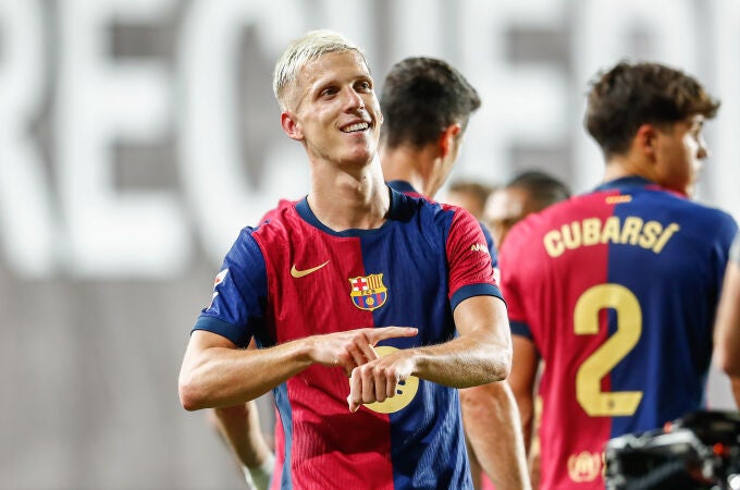 Dani Olmo celebra su gol frente al Rayo Vallecano