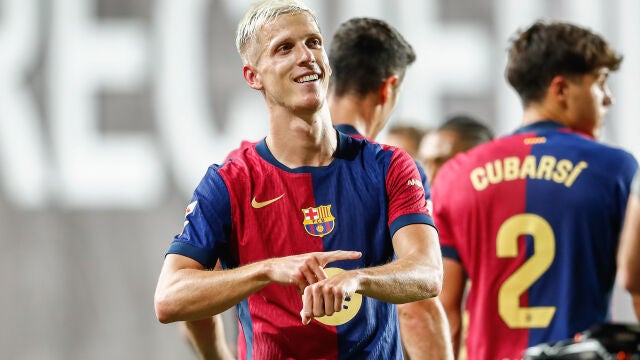 Dani Olmo celebra su gol frente al Rayo Vallecano