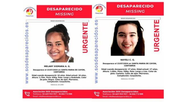 Imagen de Melany y Nayeli, las dos menores desaparecidas en Cantabria