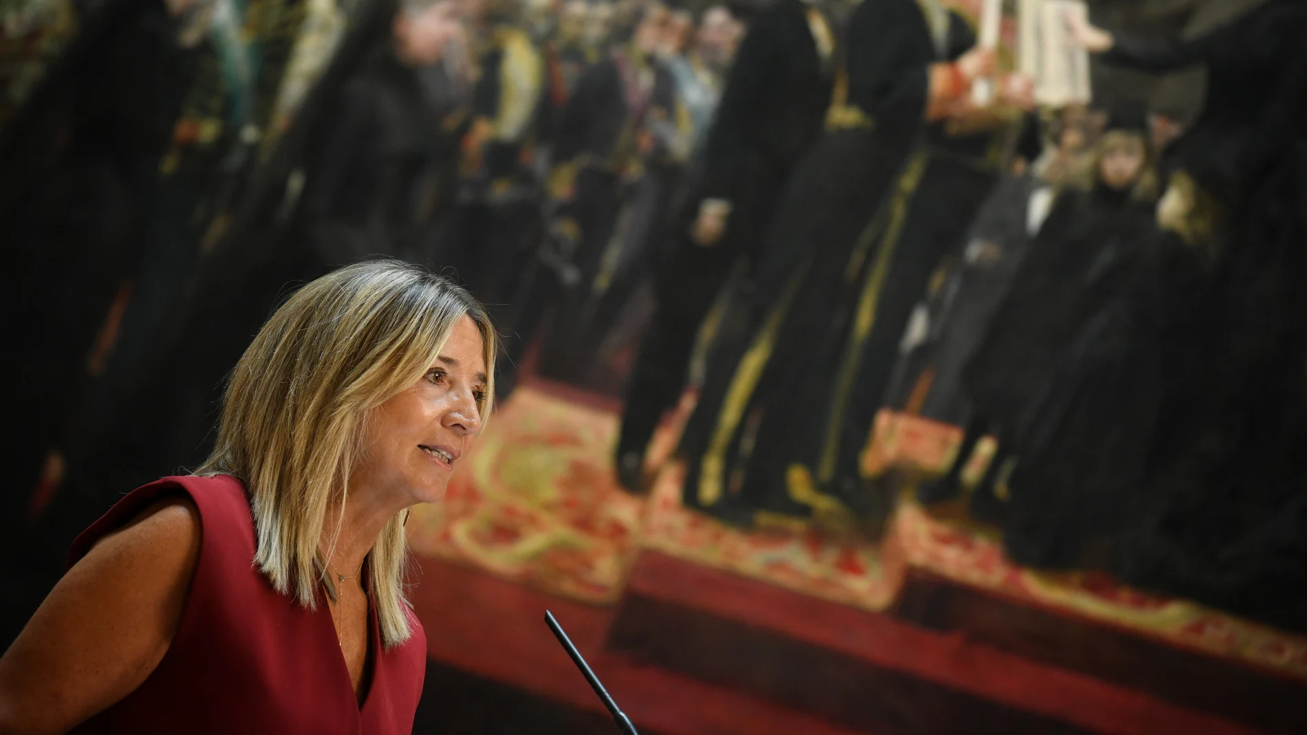 La portavoz del PP en el Senado, Alicia García, durante una rueda de prensa en el Senado, a 28 de agosto de 2024.