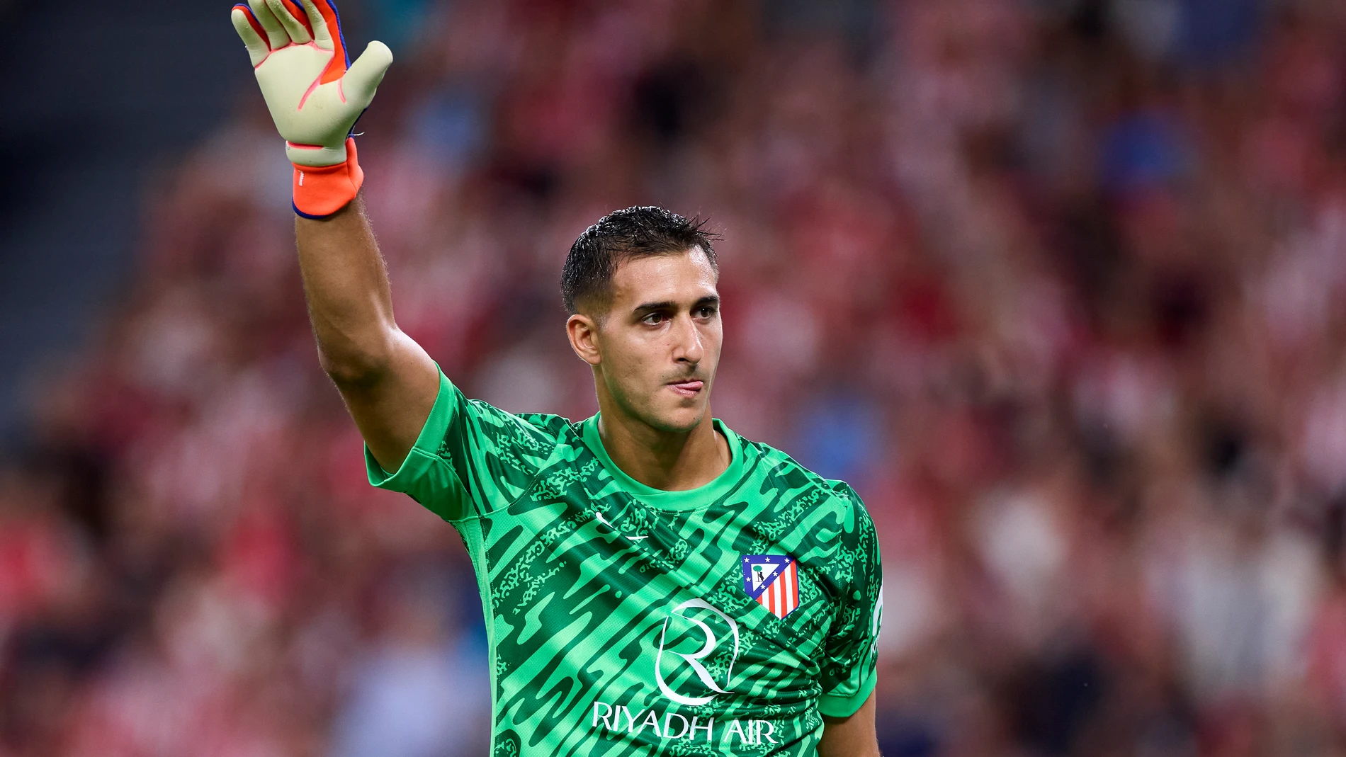 Juan Musso of Atletico de Madrid reacts during the LaLiga EA Sports match between Athletic Club and Atletico de Madrid at San Mames on August 31, 2024, in Bilbao, Spain. AFP7 31/08/2024 ONLY FOR USE IN SPAIN
