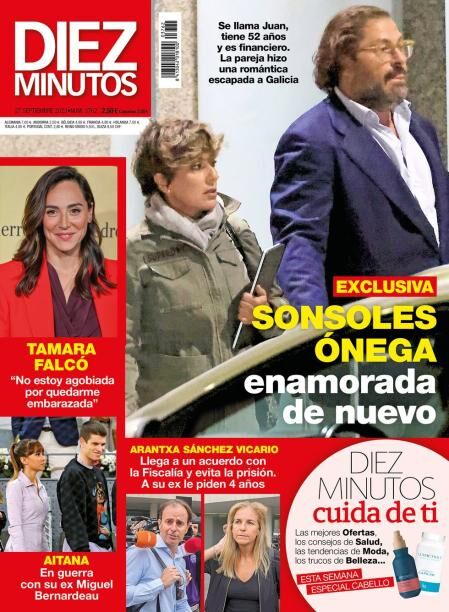 Sonsoles Ónega junto a su pareja Juan en la portada de la revista &quot;Diez Minutos&quot;