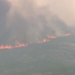 Imagen del incendio en la tarde de ayer. 