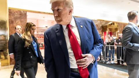 Donald Trump holds a press conference in Lobby of Trump Tower in New York