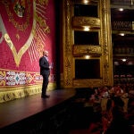 Eduardo Vasco, esta mañana, sobre el escenario del Teatro Español 