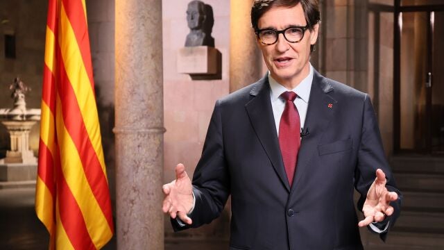 El presidente Salvador Illa durante su discurso con motivo de la Diada