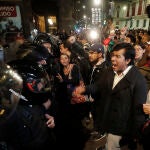 Manifestanción en la sede alterna del Senado en Ciudad de México