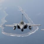 Tres cazas Rafale franceses de la misión Pegase 2022 