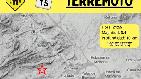 Un terremoto hace temblar estos puntos de la Región de Murcia