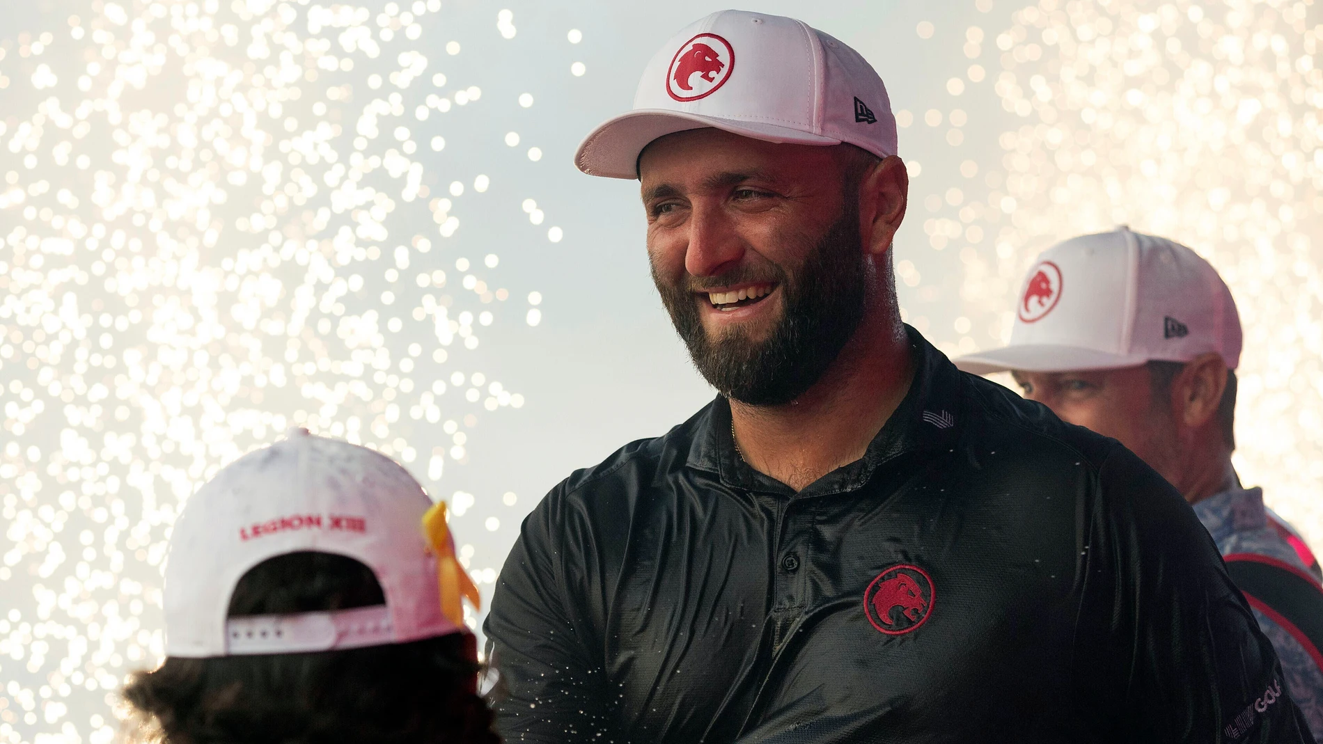 Individual Champion captain Jon Rahm, of Legion XIII, reacts after the final round of LIV Golf Chicago at Bolingbrook Golf Club, Sunday, Sept. 15, 2024 in Bolingbrook, Ill. (Jon Ferrey/LIV Golf via AP)