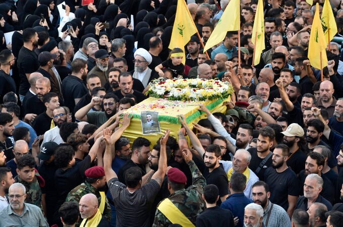 Hezbollah holds funeral for four people killed in pagers explosion in Lebanon