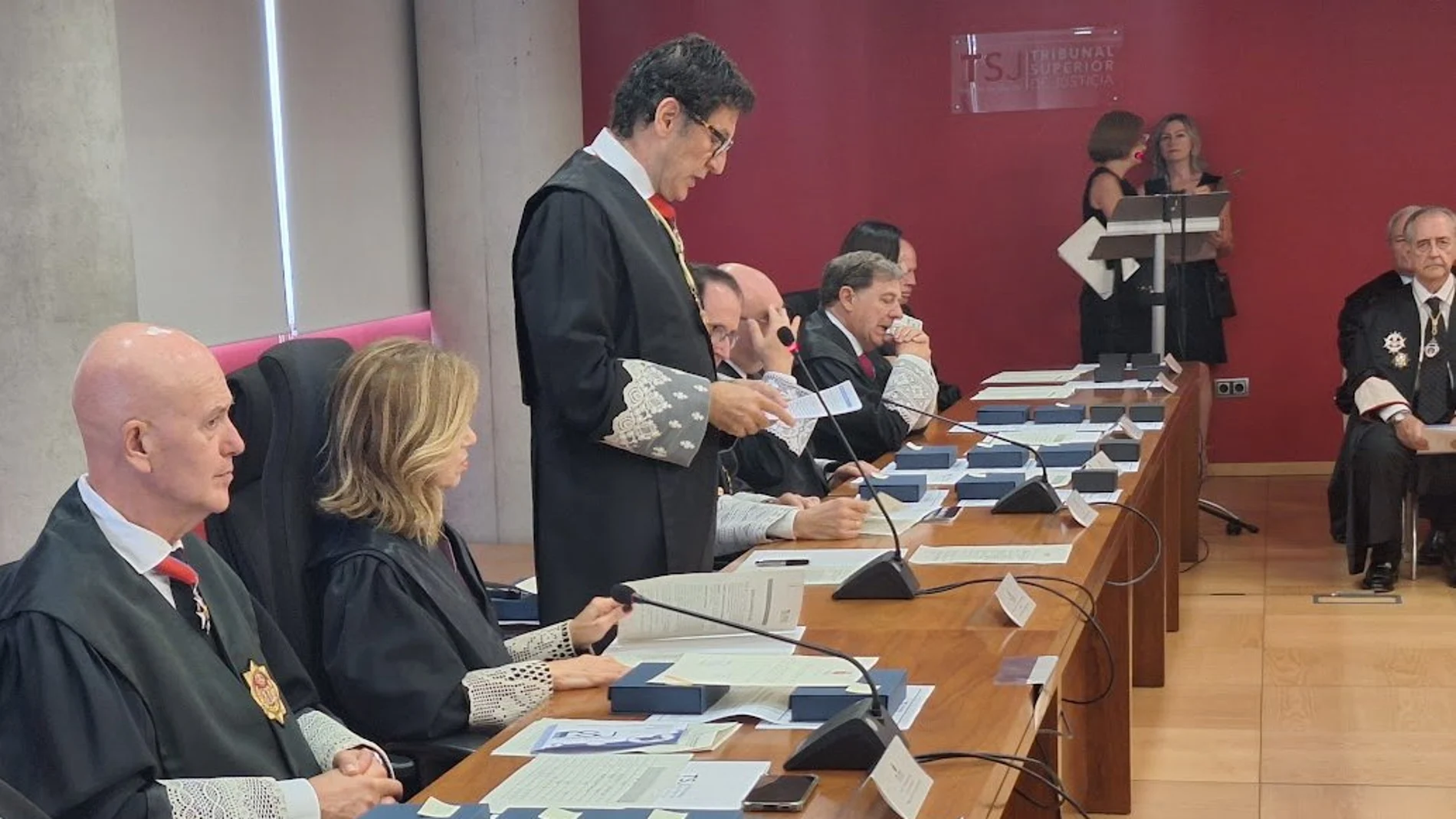 El presidente del TSJMU, Miguel Pasqual del Riquelme, durante el acto de apertura del Año Judicial