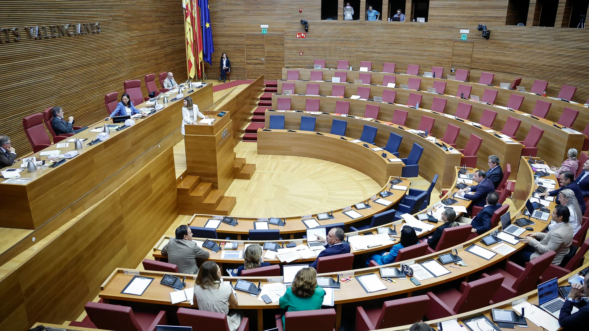 Imagen de la mitad del himiciclo vacío tras la salida del PSPV y Compromís