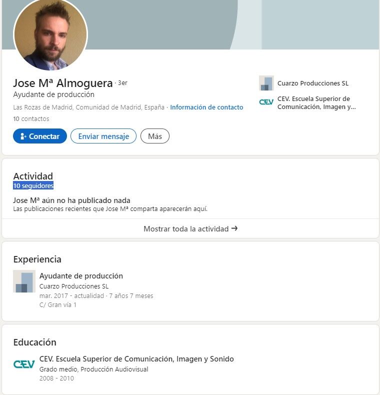 Perfil de LinkedIn de José María Almoguera