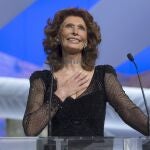  Guest of Honor, Italian actress Sophia Loren delivers a speech during the Closing Award Ceremony of the 67th Cannes Film Festival, in Cannes.