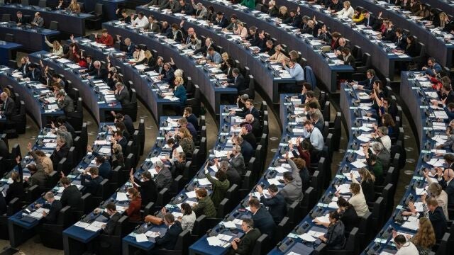 Imagen de una votación en el Parlamento Europeo