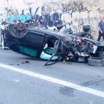 Estado en el que quedó el coche accidentado en Valencia