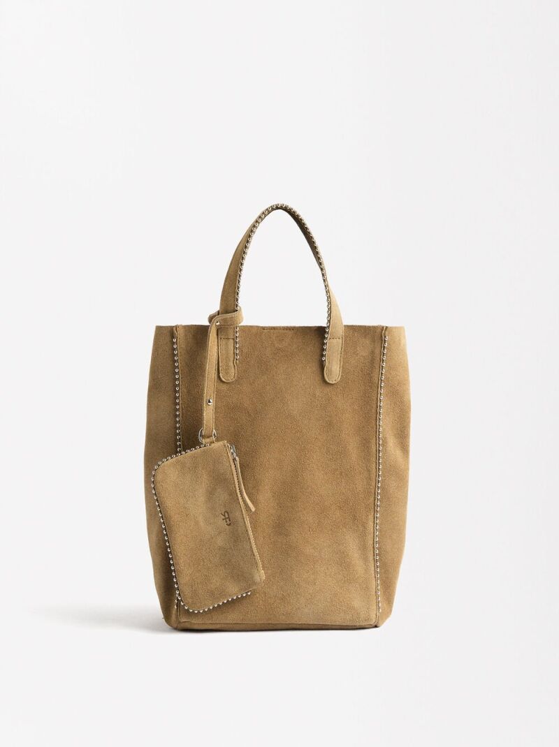 Bolso shopper de piel con colgante