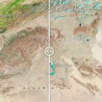 Efecto de las lluvias en el desierto del Sahara visto desde el espacio