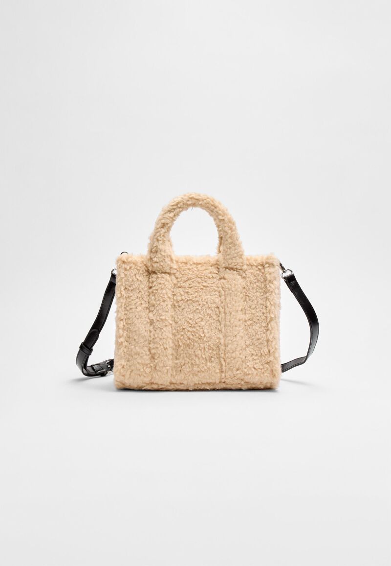 Bolso tote efecto borreguillo