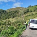 Lugar del accidente en el que murió un anciano en Belmonte de Miranda.