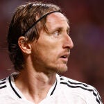Luka Modric con el Real Madrid en un partido de LaLiga