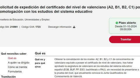 El trámite puede realizarse desde la web de la Conselleria de Educación