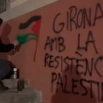 Pintadas a favor de Palestina en el caso antiguo de Girona