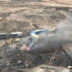 Vista del incendio desde el helicóptero